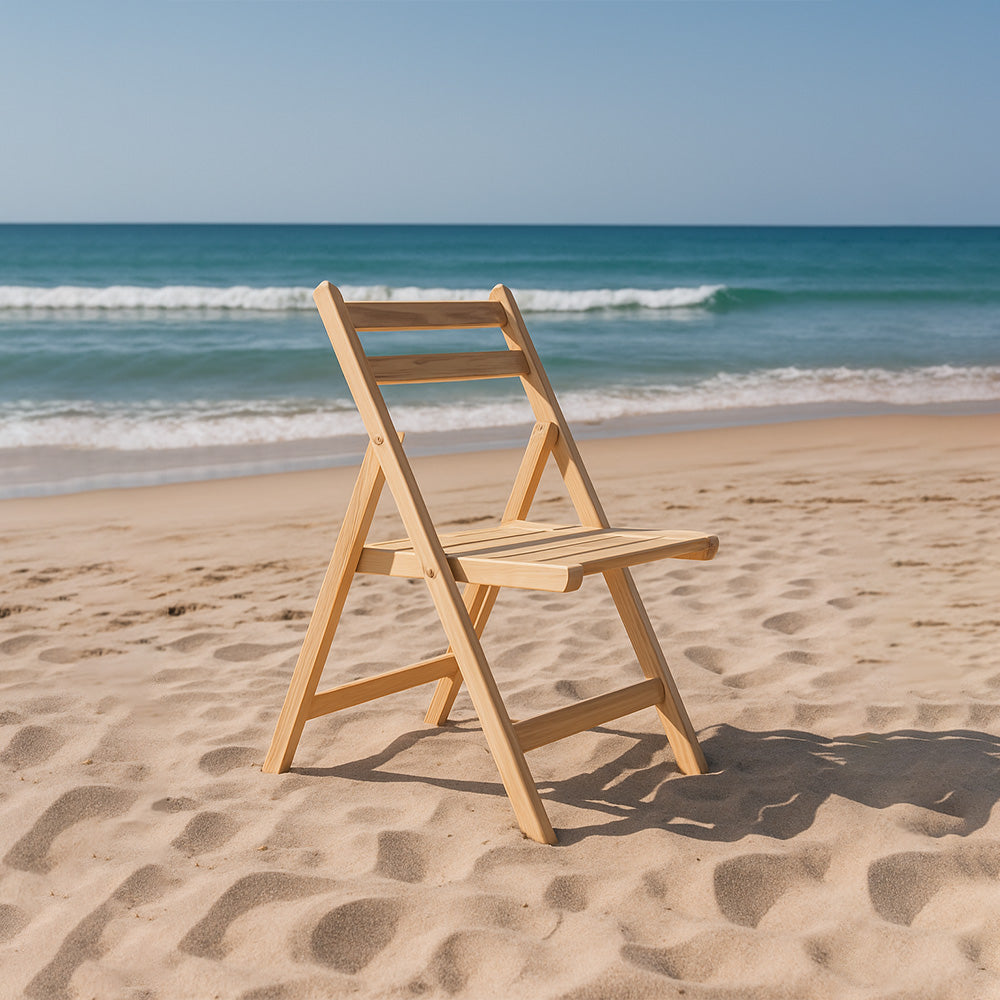 Chaise de Plage et de Jardin Pliable en Bois Massif Naturel