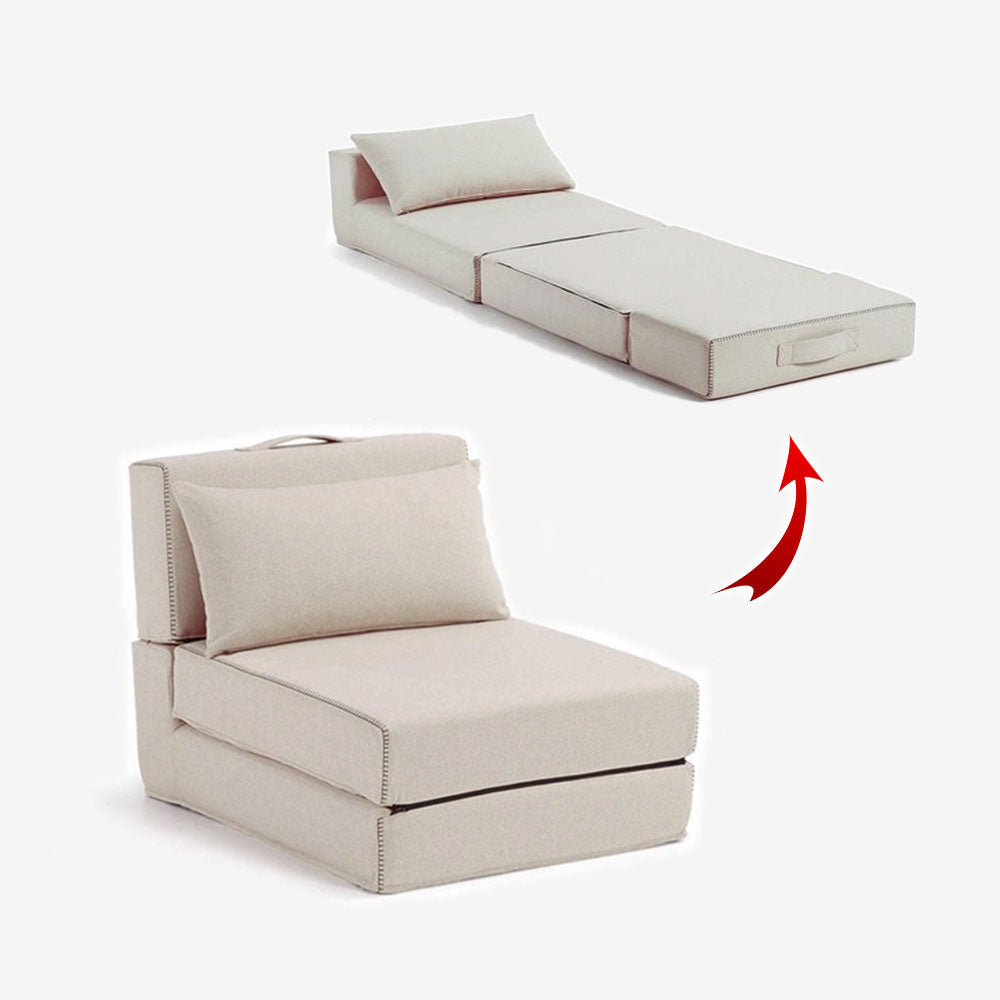 Fauteuil Lit Pliable Avec Coussin Couleur Beige (F109)