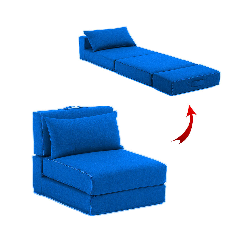 Fauteuil Lit Pliable Avec Coussin Couleur Bleu (F110)