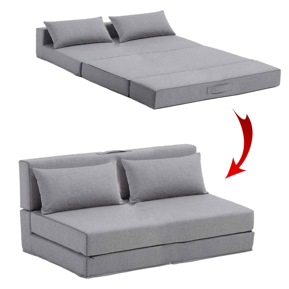 Fauteuil Lit Pliable 2 Places Avec Coussins Couleur Gris (F2P-101)