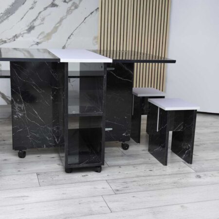 Table Pliable Multifonctionnelle Avec 4 Chaises Marbré – T363M