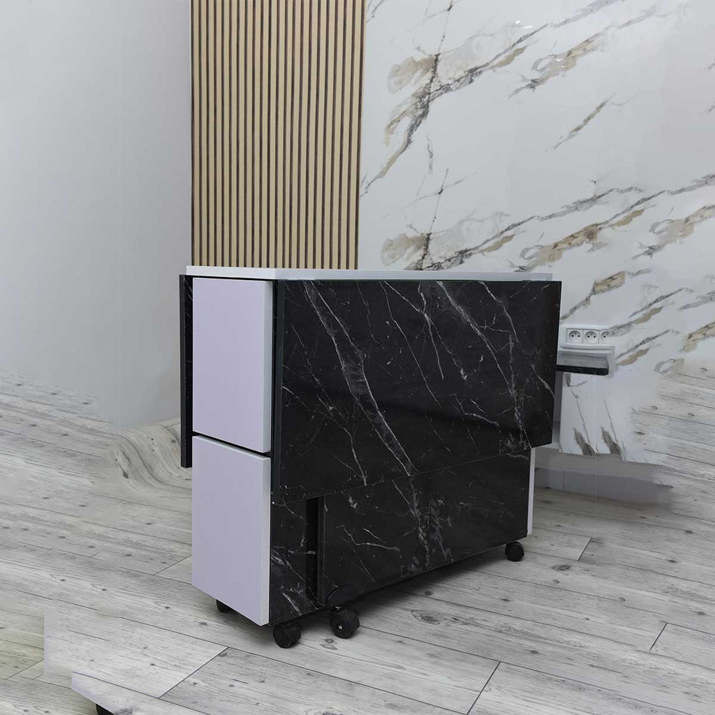 Table Pliable Multifonctionnelle Avec 4 Chaises Marbré – T363M