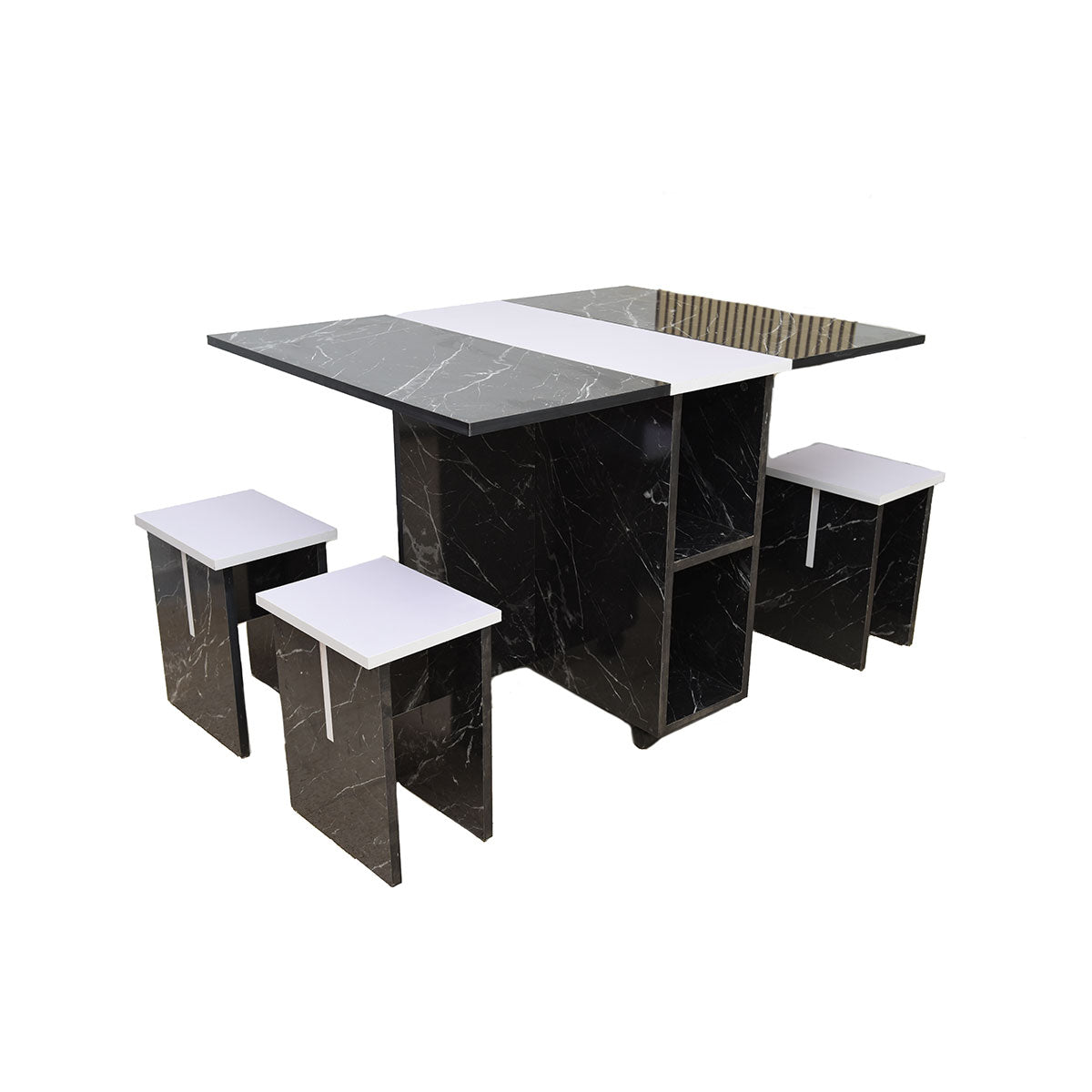 Table Pliable Multifonctionnelle Avec 4 Chaises Marbré – T363M