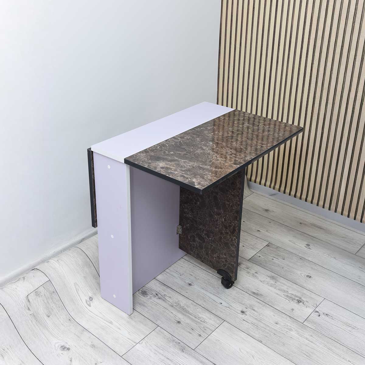 Table à Manger Pliante Multifonctionnelle Couleur Marbré – T365M