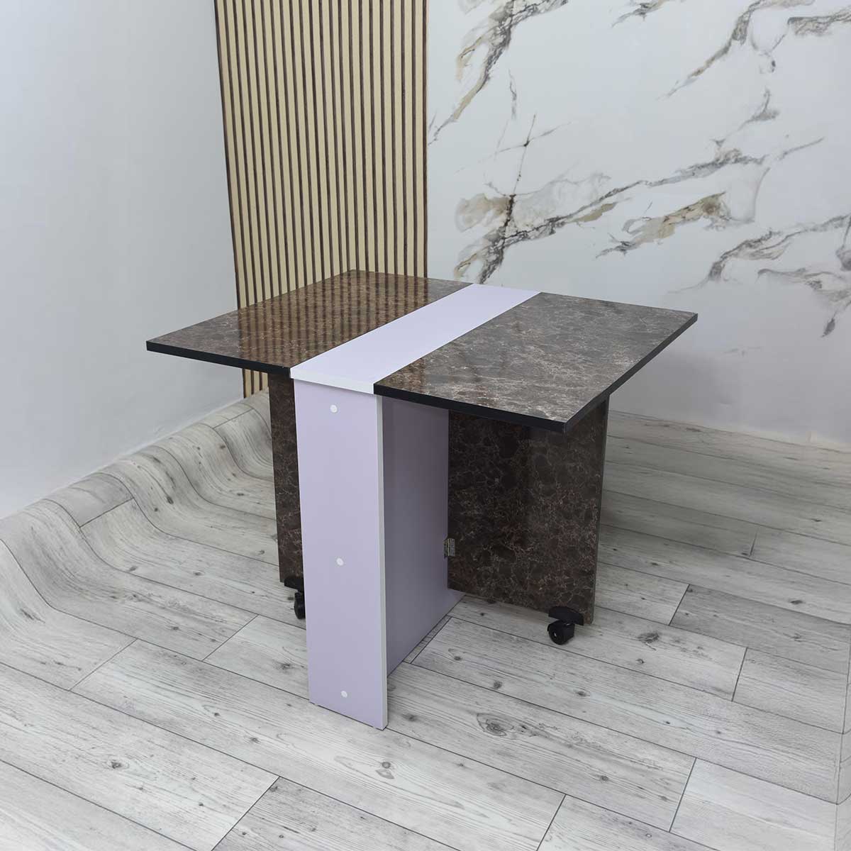 Table à Manger Pliante Multifonctionnelle Couleur Marbré – T365M