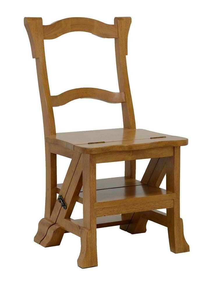 Chaise Escabeau en Bois Massif Naturel