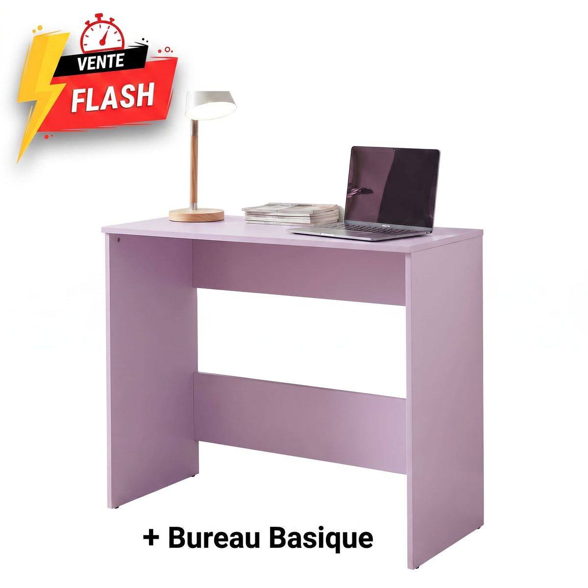 Pack Économique 3 en 1 – Matelas + Sommier + Bureau Mauve Clair