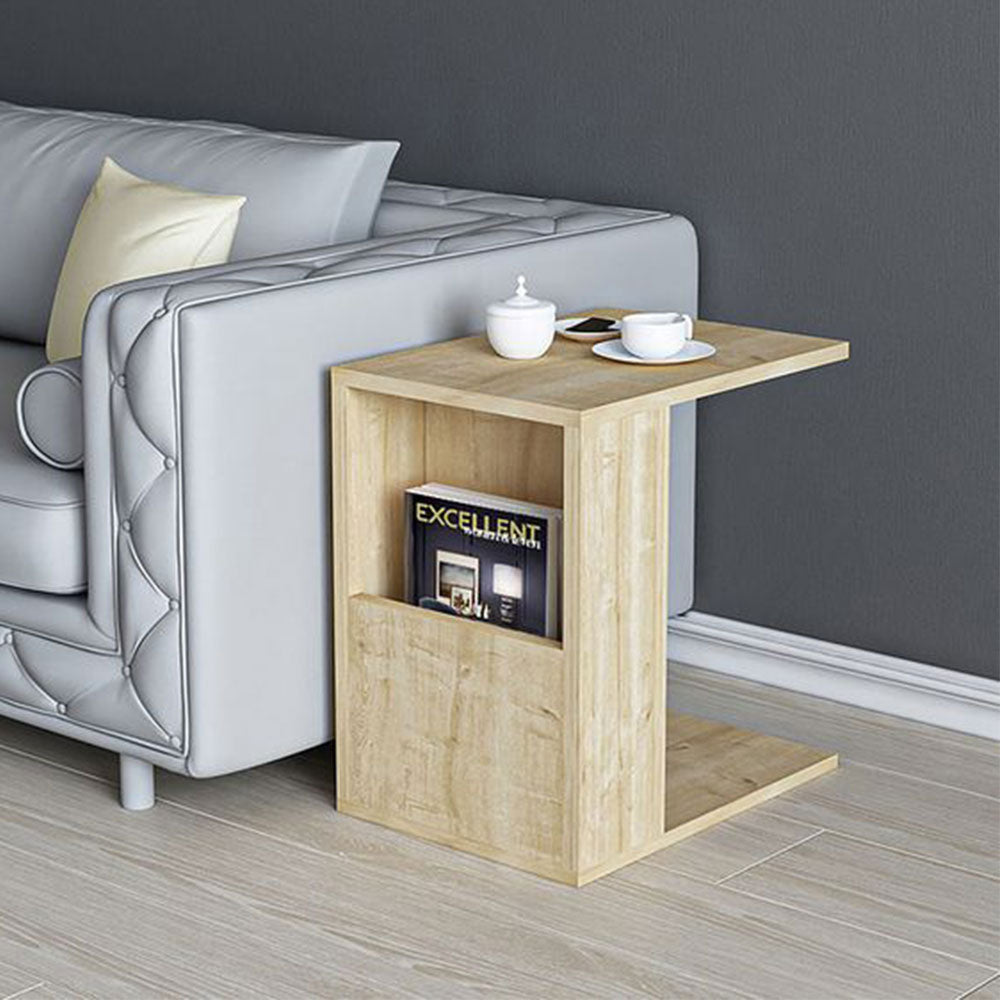 Table Moderne Pratique et Fonctionnelle Avec Espace de Rangement Couleur Sonoma Clair
